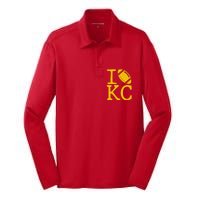 I Love Kansas City Football Fan Silk Touch Performance Long Sleeve Polo