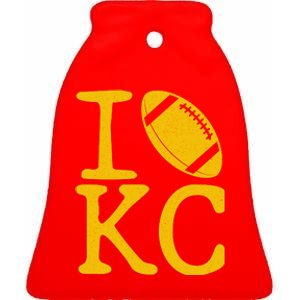 I Love Kansas City Football Fan Ceramic Bell Ornament