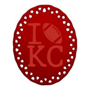 I Love Kansas City Football Fan Ceramic Oval Ornament