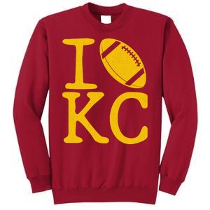 I Love Kansas City Football Fan Tall Sweatshirt