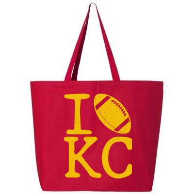 I Love Kansas City Football Fan 25L Jumbo Tote