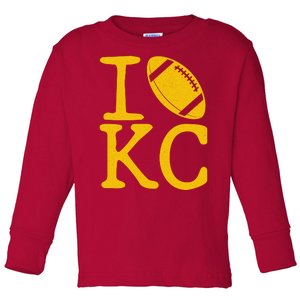 I Love Kansas City Football Fan Toddler Long Sleeve Shirt