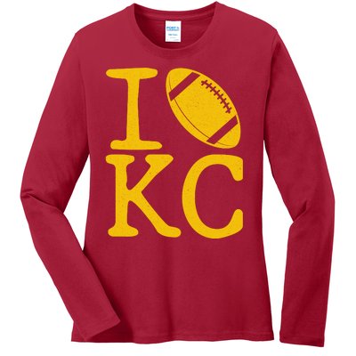 I Love Kansas City Football Fan Ladies Long Sleeve Shirt