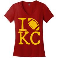 I Love Kansas City Football Fan Women's V-Neck T-Shirt