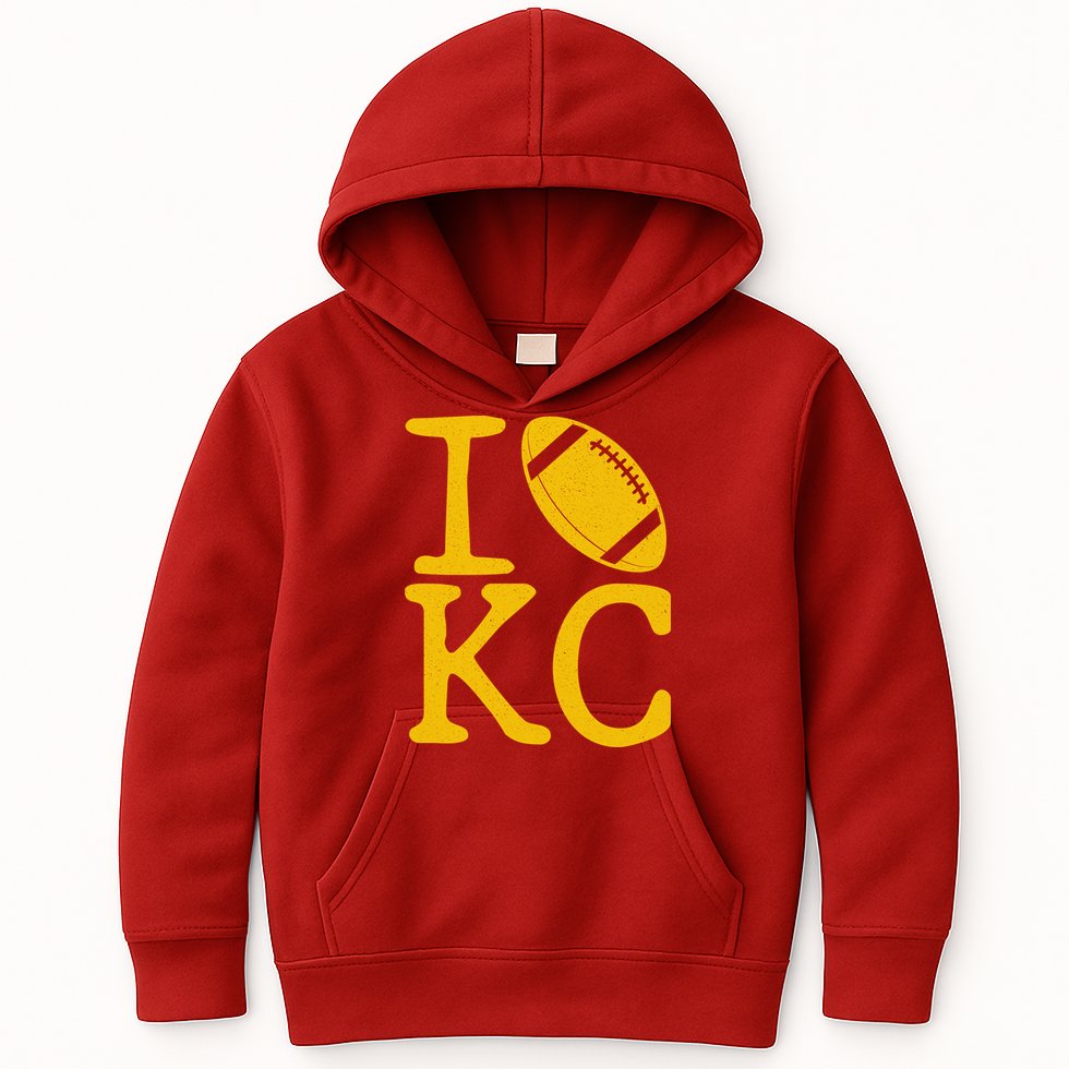 I Love Kansas City Football Fan Kids Hoodie