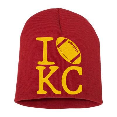 I Love Kansas City Football Fan Short Acrylic Beanie