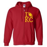 I Love Kansas City Football Fan Full Zip Hoodie