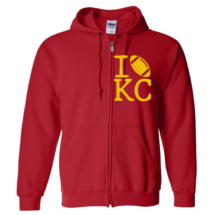 I Love Kansas City Football Fan Full Zip Hoodie