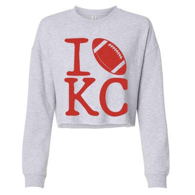 I Love Kansas City Football Fan Cropped Pullover Crew