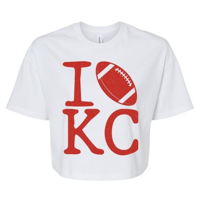 I Love Kansas City Football Fan Bella+Canvas Jersey Crop Tee