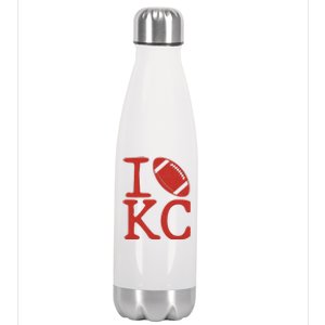 I Love Kansas City Football Fan Stainless Steel Insulated Water Bottle