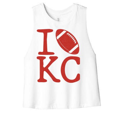 I Love Kansas City Football Fan Women's Racerback Cropped Tank