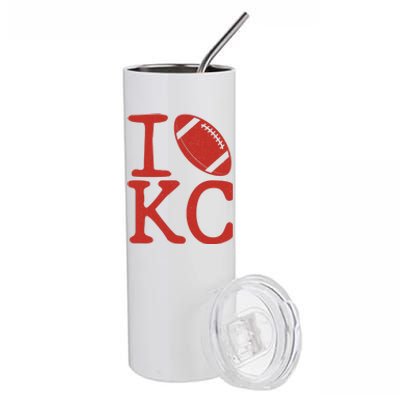 I Love Kansas City Football Fan Stainless Steel Tumbler