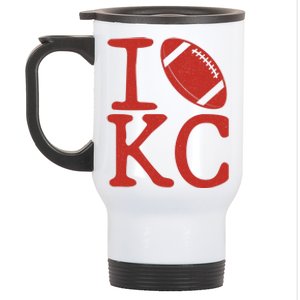 I Love Kansas City Football Fan Stainless Steel Travel Mug