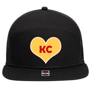 I Love Kansas City KC Football Heart 7 Panel Mesh Trucker Snapback Hat