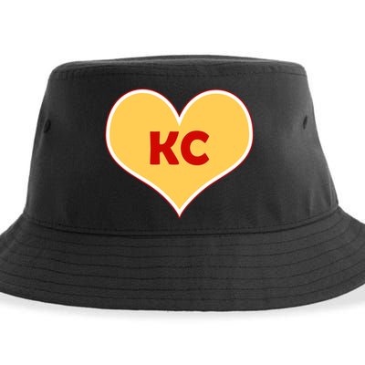 I Love Kansas City KC Football Heart Sustainable Bucket Hat