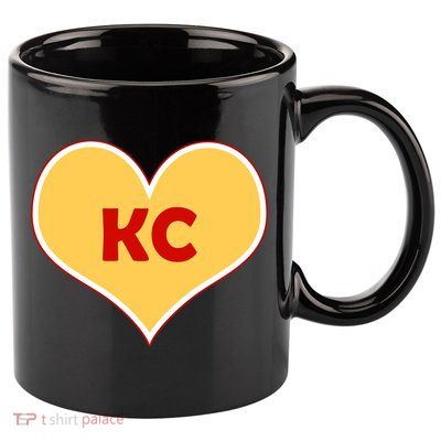 I Love Kansas City KC Football Heart 11oz C Handle Ceramic Mug