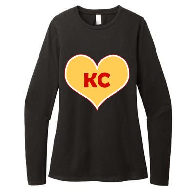 I Love Kansas City KC Football Heart Womens CVC Long Sleeve Shirt