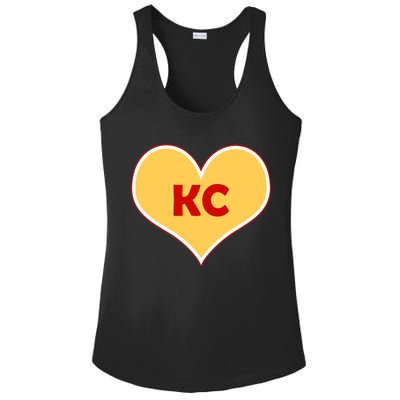 I Love Kansas City KC Football Heart Ladies PosiCharge Competitor Racerback Tank