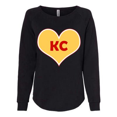 I Love Kansas City KC Football Heart Womens California Wash Sweatshirt