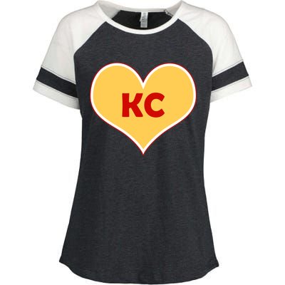 I Love Kansas City KC Football Heart Enza Ladies Jersey Colorblock Tee