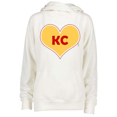 I Love Kansas City KC Football Heart Womens Funnel Neck Pullover Hood