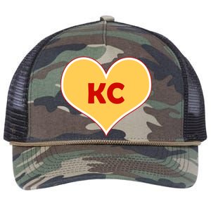 I Love Kansas City KC Football Heart Retro Rope Trucker Hat Cap