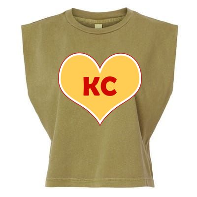 I Love Kansas City KC Football Heart Garment-Dyed Women's Muscle Tee