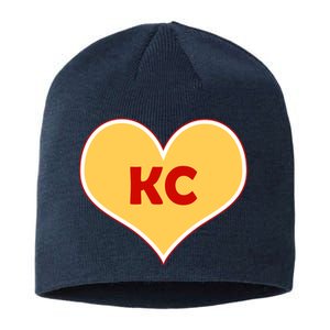 I Love Kansas City KC Football Heart Sustainable Beanie