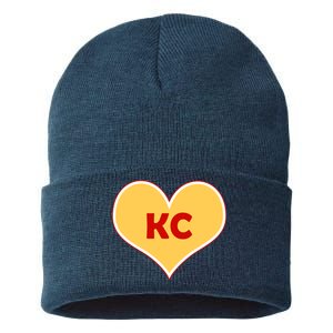 I Love Kansas City KC Football Heart Sustainable Knit Beanie