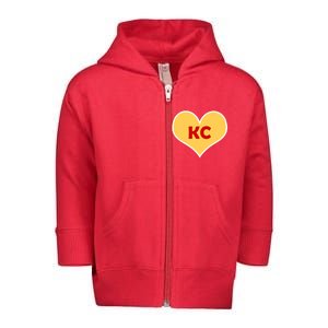 I Love Kansas City KC Football Heart Toddler Zip Fleece Hoodie