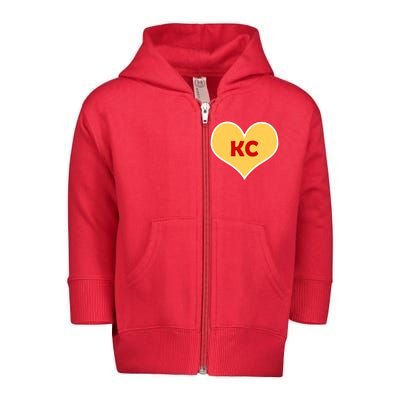 I Love Kansas City KC Football Heart Toddler Zip Fleece Hoodie