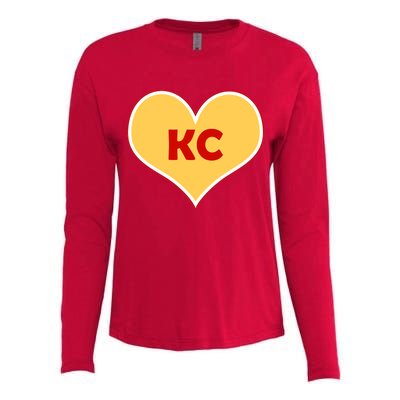 I Love Kansas City KC Football Heart Womens Cotton Relaxed Long Sleeve T-Shirt