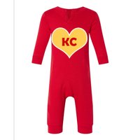 I Love Kansas City KC Football Heart Infant Fleece One Piece