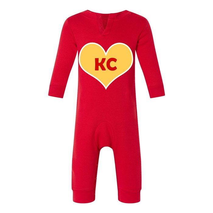 I Love Kansas City KC Football Heart Infant Fleece One Piece