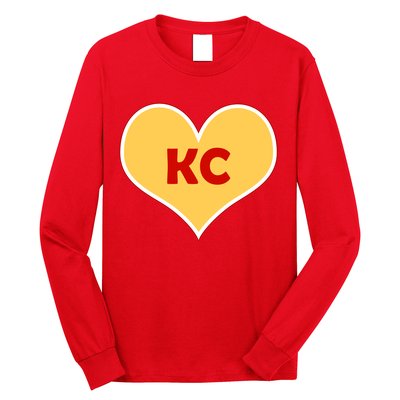 I Love Kansas City KC Football Heart Long Sleeve Shirt