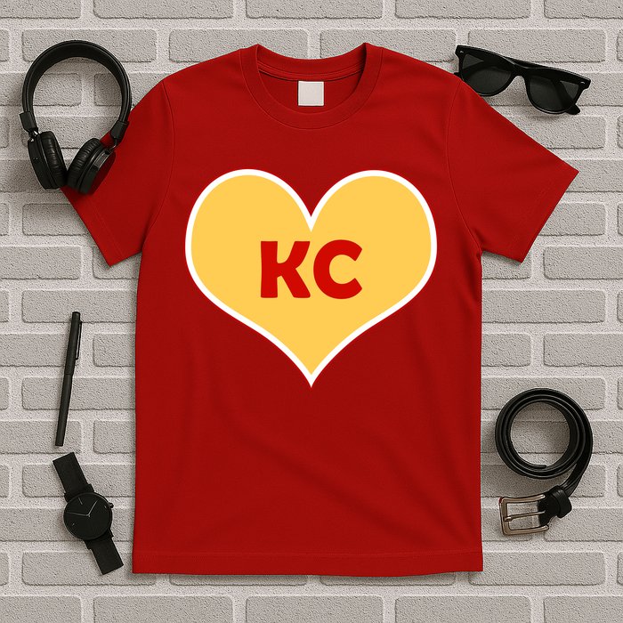 I Love Kansas City KC Football Heart T-Shirt