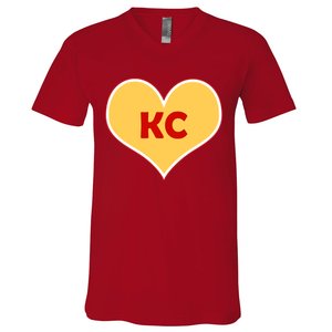 I Love Kansas City KC Football Heart V-Neck T-Shirt