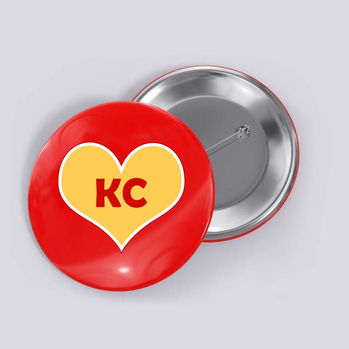 I Love Kansas City KC Football Heart Button