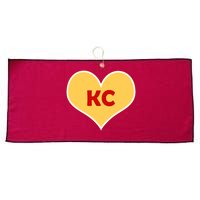 I Love Kansas City KC Football Heart Large Microfiber Waffle Golf Towel