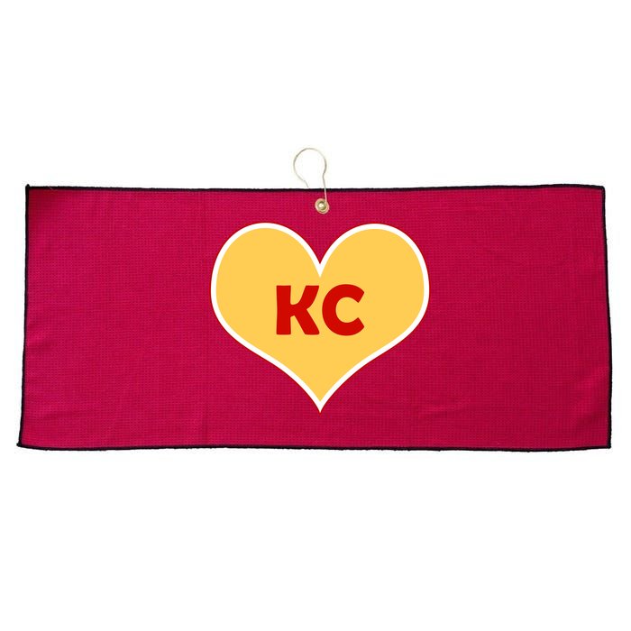 I Love Kansas City KC Football Heart Large Microfiber Waffle Golf Towel