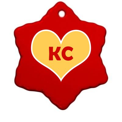 I Love Kansas City KC Football Heart Ceramic Star Ornament