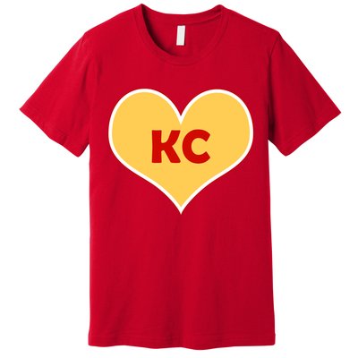 I Love Kansas City KC Football Heart Premium T-Shirt