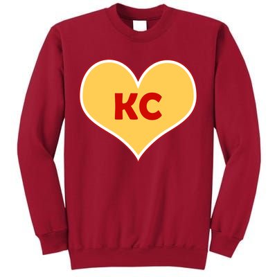 I Love Kansas City KC Football Heart Tall Sweatshirt