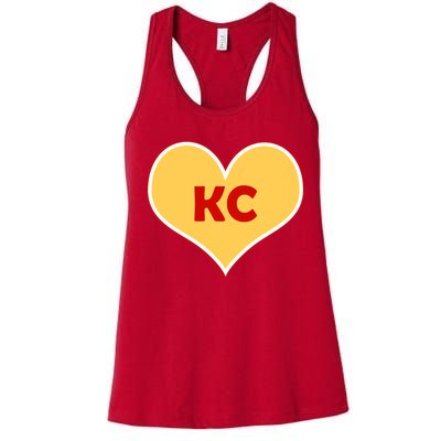 I Love Kansas City KC Football Heart Women's Racerback Tank