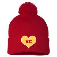 I Love Kansas City KC Football Heart Pom Pom 12in Knit Beanie