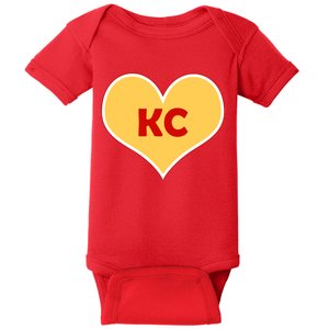 I Love Kansas City KC Football Heart Baby Bodysuit