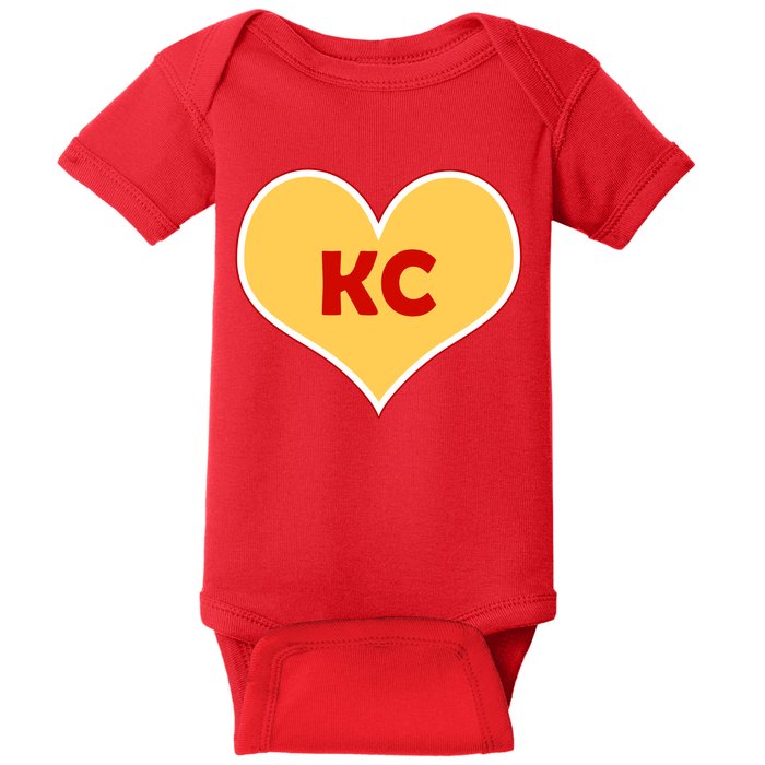 I Love Kansas City KC Football Heart Baby Bodysuit