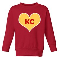 I Love Kansas City KC Football Heart Toddler Sweatshirt