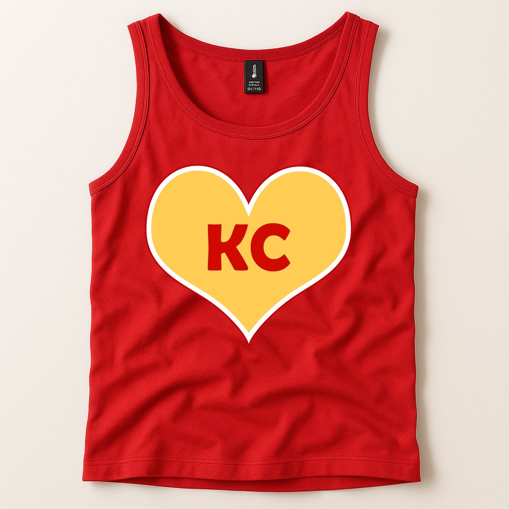I Love Kansas City KC Football Heart Tank Top
